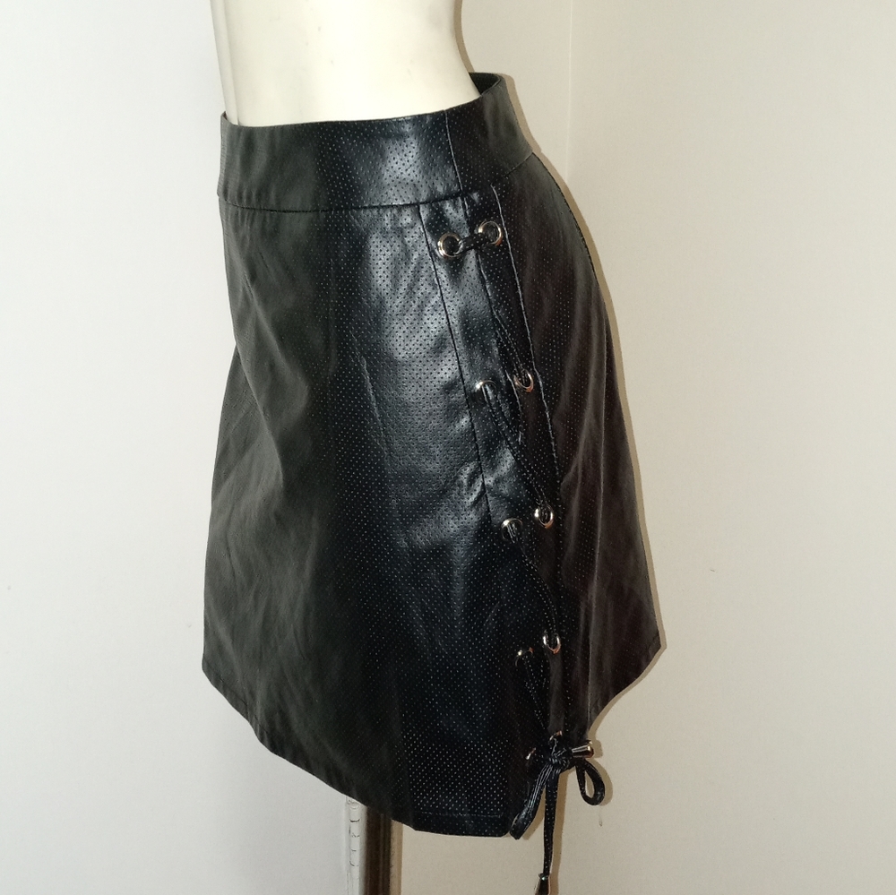 Asher Black vegan faux leather skirt